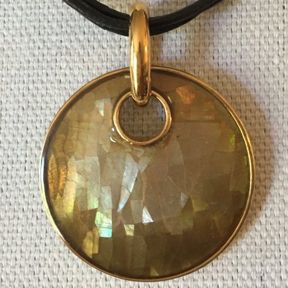 Lia Sophia Leather Necklace Cracked Beige Pendant - Picture 12 of 13